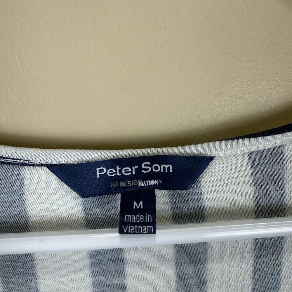 Peter Som Design Nation Striped Ivory Navy Maxi Dress- Women Size‎ Medium - Picture 3 of 5
